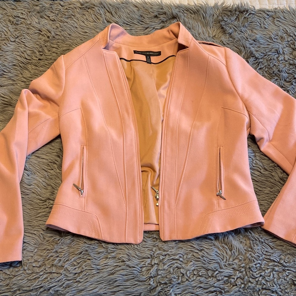 WHBM Cropped Pink Biker Blazer
